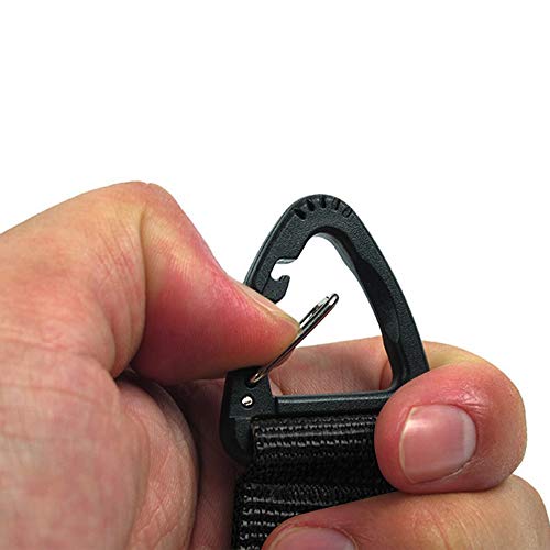 Shuny 4pcs Tactical Gear Carabiner Clip, Hebilla de Chaleco táctico, Cinta Multifuncional Gancho de Senderismo, Correas multifunción de Nylon, Hebilla Colgante Cinturón Llavero Titular .(Negro)