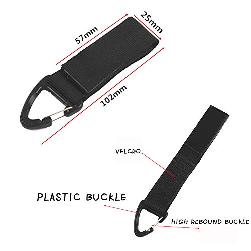 Shuny 4pcs Tactical Gear Carabiner Clip, Hebilla de Chaleco táctico, Cinta Multifuncional Gancho de Senderismo, Correas multifunción de Nylon, Hebilla Colgante Cinturón Llavero Titular .(Negro)