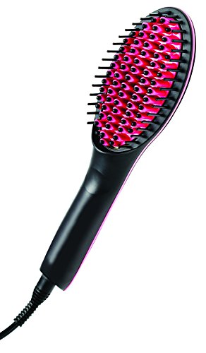 Simply Straight Ceramic Hair Straightening Brush, Black/Pink