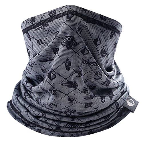 SINGBIT - Hombre Pañuelo de Cuello para Ciclismo Deportes al Aire Libre Bandana Deportiva Multifunción Máscara de Protección de Sol Viento para Bici Moto - Gris