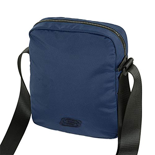 SKECHERS - Bolso con Bandolera Ajustable pequeña Unisex de Lona, práctica, cómoda, Ligera y Funcional. Ideal para Uso Diario S989, Color Azul Mallard