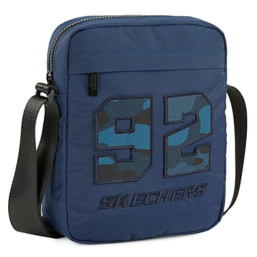 SKECHERS - Bolso con Bandolera Ajustable pequeña Unisex de Lona, práctica, cómoda, Ligera y Funcional. Ideal para Uso Diario S989, Color Azul Mallard