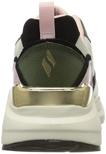 Skechers Rovina, Zapatillas para Mujer, Multicolor (Pink & Olive Leather/Off White Mesh Trim Ofpk), 37 EU