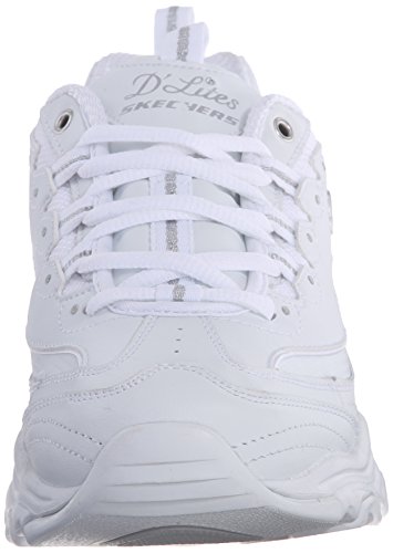 Skechers Women's D'Lites-Fresh Start Low-Top Sneakers, White Silver, 7 UK 40 EU