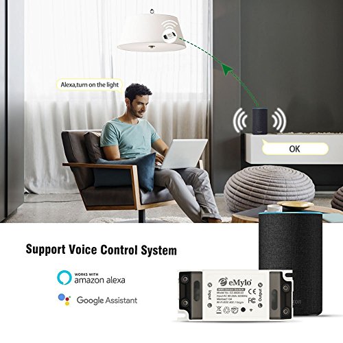 Smart WiFi Switchs Wireless Relay Control remoto eMylo Light Switch Module Temporizador de salida de Smart Home Automation Compatible con Alexa, Google Home a través de iPhone Android 3 paquetes