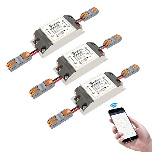 Smart WiFi Switchs Wireless Relay Control remoto eMylo Light Switch Module Temporizador de salida de Smart Home Automation Compatible con Alexa, Google Home a través de iPhone Android 3 paquetes