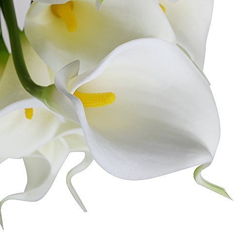 SODIAL(R) Ramo nupcial de la cala blanca con 10 flor latex del tacto real KC51 para la boda