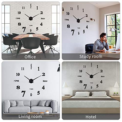 SOLEDI Reloj de Pared 3D, DIY Reloj de Etiqueta de Pared Decoración Ideal para la Casa Oficina Hotel