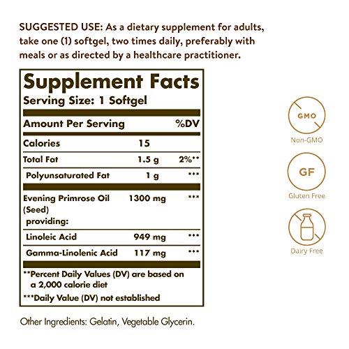 Solgar Aceite de Prímula de Rosa Cápsulas blandas de 1300 mg - Envase de 30