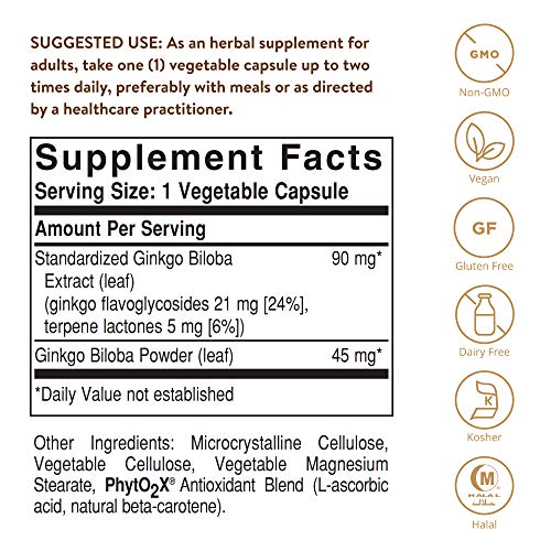 Solgar Ginkgo Biloba Extracto de Hoja - 60 Cápsulas