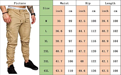 SOMTHRON Pantalones largos de deporte para hombre, de algodón, con cintura elástica y bolsillos gris oscuro L