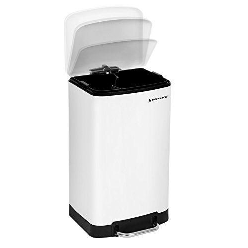 SONGMICS Basurero Cubo de Cocina Contenedor de residuos Cubeta Interior con Pedal 30 L Blanco LTB01W