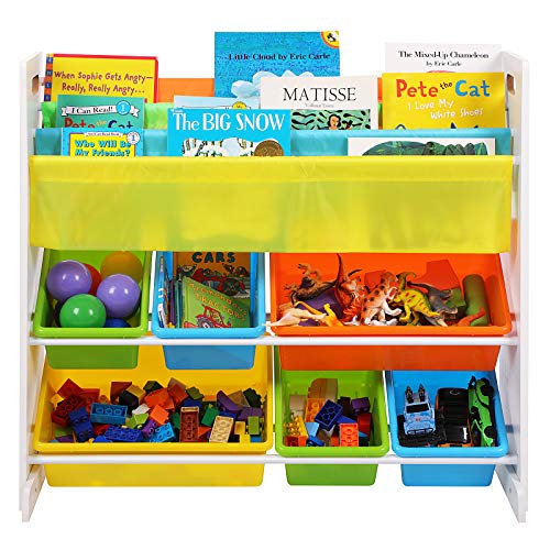 SONGMICS Estantería Infantil para Juguetes y Libros, Librería de 3 Niveles con 6 Cajones, 86 x 27 x 78 cm GKR03W