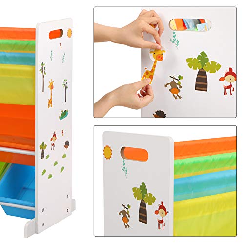 SONGMICS Estantería Infantil para Juguetes y Libros, Librería de 3 Niveles con 6 Cajones, 86 x 27 x 78 cm GKR03W