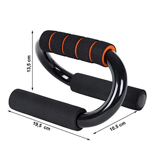 SONGMICS Manijas Push Up en Forma de S, Soportes para Flexiones y Otros Entrenamientos, Fitness Color Negro-Naranja SPU82S