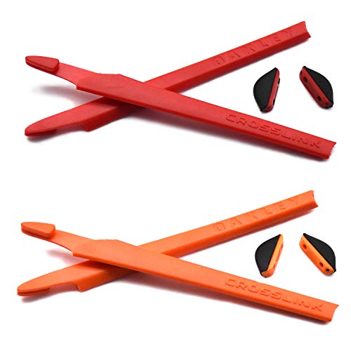 SOODASE Rojo/Naranja Kit de goma de silicona Earsocks de repuesto Para Oakley Crosslink Gafas de sol
