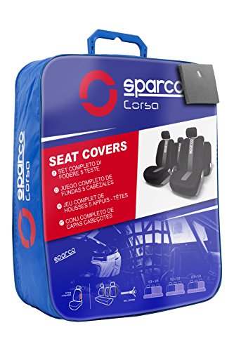 SparcoSPC1012 Juego de fundas para asientos de coche, color negro y gris, modelo CLASSIC, 11 Piezas