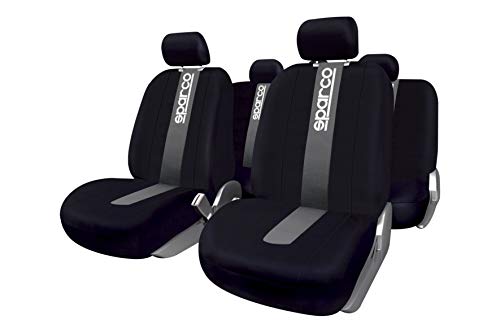 SparcoSPC1012 Juego de fundas para asientos de coche, color negro y gris, modelo CLASSIC, 11 Piezas