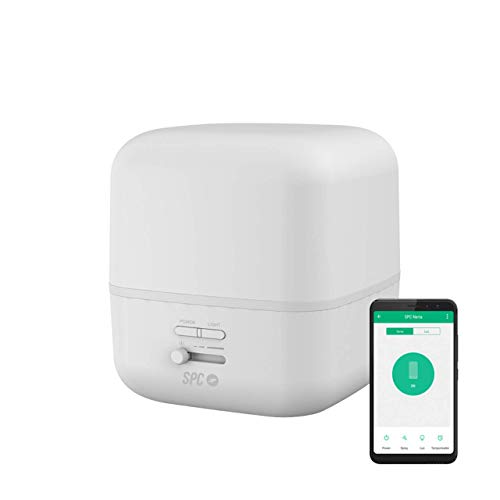 SPC Nerta Difusor de Aromas, Humidificador Ultrasónico, Purificador de Aire  y Lámpara de Noche Smart Wi-Fi (400Ml, 11-26 h de duración, 7 colores LED,  control remoto mediante app SPC IoT