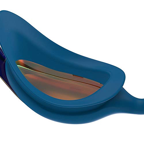 Speedo Vue Mirror Gafas de natación, Men's, Azul Marino/Pool/Gold Shadow, One Size