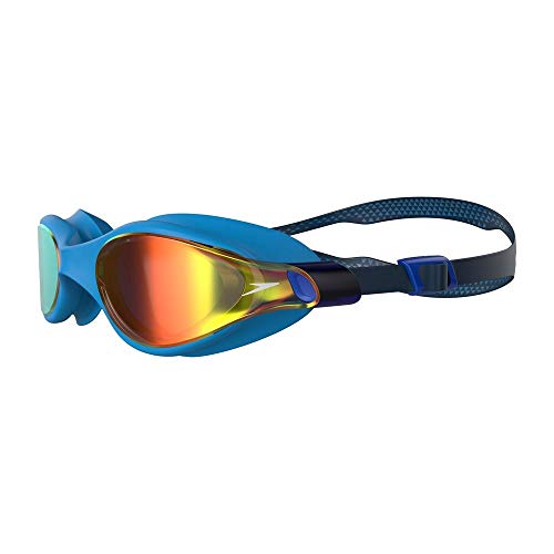 Speedo Vue Mirror Gafas de natación, Men's, Azul Marino/Pool/Gold Shadow, One Size