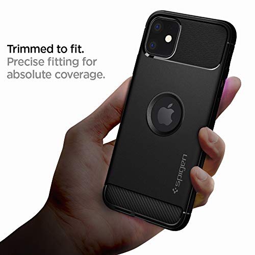 Spigen Funda Rugged Armor Compatible con Apple iPhone 11 (6.1") 2019, Absorción de Choque Resistente y diseño de Fibra de Carbono - Negro