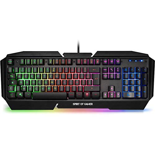 SPIRIT OF GAMER - Teclado Gaming PRO-K5 AZERTY - Semimecánico - 19 Teclas Anti-Efecto Fantasma - RGB - Retroiluminación - Play Modo – PS4 / XBOX ONE / PC / MAC