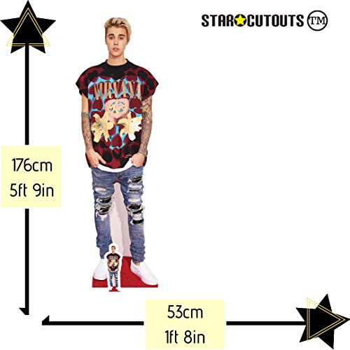 Star Cutouts Ltd Justin Bieber - Figura Decorativa de cartón (tamaño pequeño, 176 x 53 x 176 cm), Multicolor