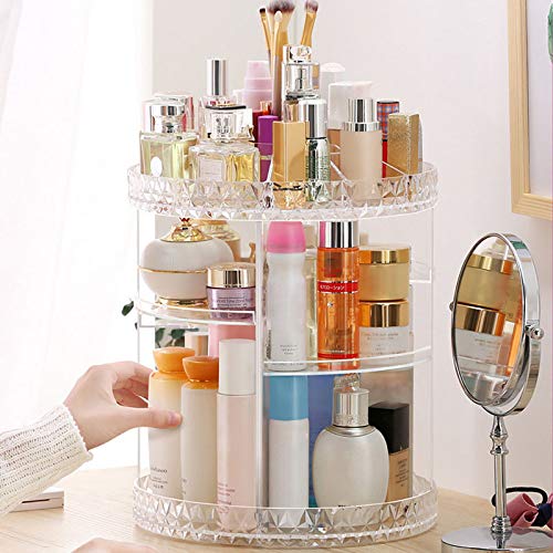 Starmood Rotating Acrylic Transparent Cosmetic Storage Box with Multi-Layer for Daily Use