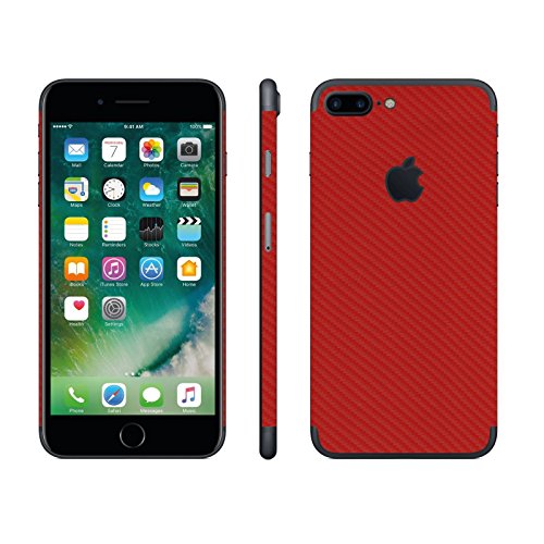 stika.co Pegatina de Piel Rojo de Fibra de Carbono Vinilo Autoadhesivo para Apple iPhone 7 Plus 5.5" Model