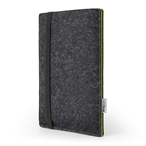 Stilbag Funda e-Reader Finn para Kobo Aura H2O | Fieltro de Lana Antracita y Verde Manzana | Cubierta Protectora - Made in Germany