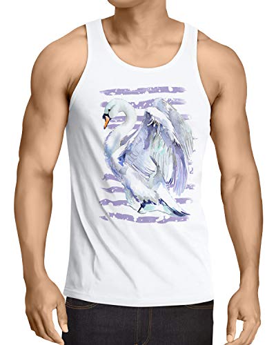 style3 Vuelo del Cisne Camiseta de Tirantes para Hombre Tank Top T-Shirt uccelli Amanti Degli uccelli, Talla:M