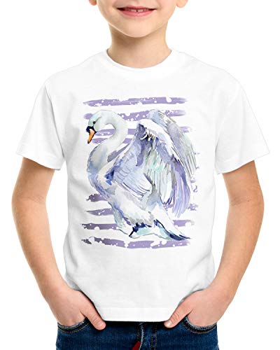 style3 Vuelo del Cisne Camiseta para Niños T-Shirt uccelli Amanti Degli uccelli, Talla:152