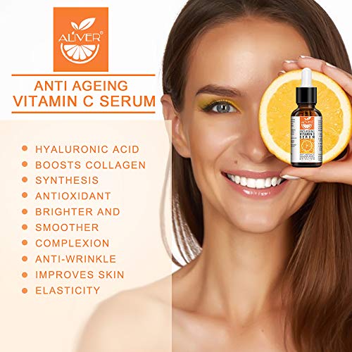 Suero de vitamina C, ácido hialurónico Cara Vitamina antiarrugas y suero antiarrugas, suero de retinol, manchas solares hidratantes y luminosas 30ml