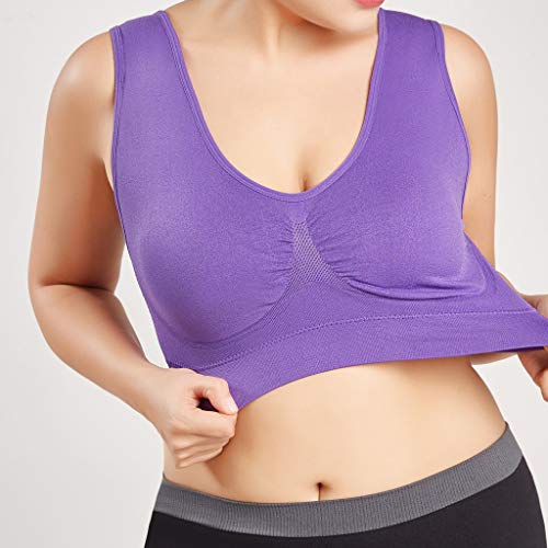 Sujetador Deportivo para Mujer SHOBDW 2019 Nuevo Cómodo Color Sólido Cuello en V Tank Tops Blusa Camisole Camisetas Mujer Tirantes Deporte Bra Tallas Grandes S-6XL(Morado,6XL)