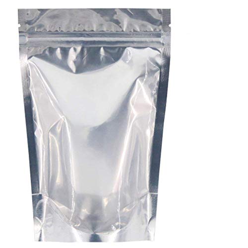 SumDirect 50Pcs aluminio reutilizable hoja con cierre Zip bolsa de pie de alimentos con muesca para almacenamiento de alimentos (12 x 18 cm)