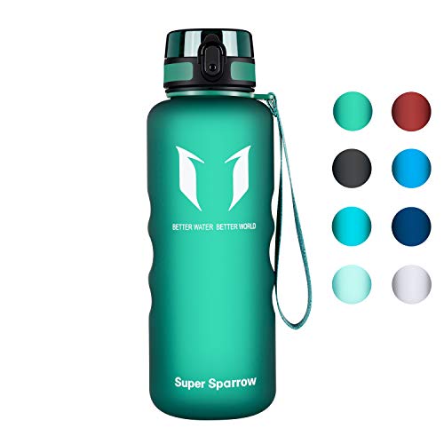 Super Sparrow Botella Agua Deporte Botellas Sin BPA, Reutilizable Tritan Plástico Ecologica, 1.5L, Cantimploras para Gimnasio, Bicicleta, Colegio, Oficina, Viajes