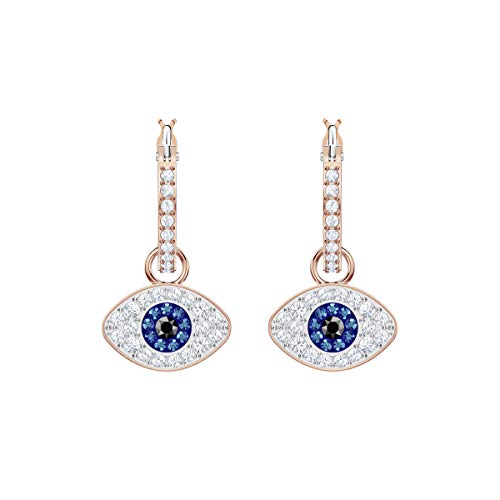 Swarovski Pendientes de aro Symbolic Evil Eye, multicolor, Baño en tono Oro Rosa