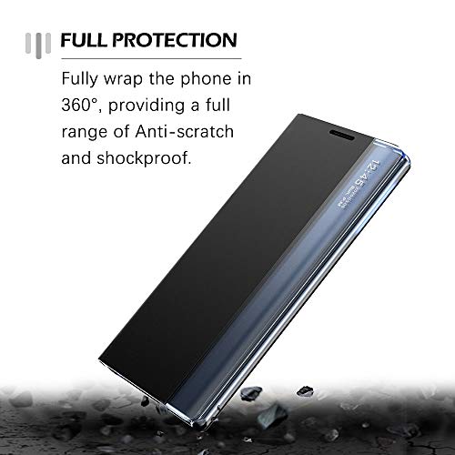 TANYO Smart Clear View Cover per Samsung Galaxy Note 20 Ultra (5G / 4G), Premio Custodia con una Schermo Finestra, Specchio Elegante Flip Case con Supporto Pieghevole - Azul Marino