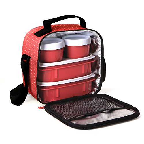 TATAY Urban Food Casual - Bolsa térmica porta alimentos con 4 tapers herméticos incluidos, 3 litros de capacidad, Rojo (Red Strawberry), 22.5 x 10 x 22 cm