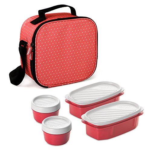 TATAY Urban Food Casual - Bolsa térmica porta alimentos con 4 tapers herméticos incluidos, 3 litros de capacidad, Rojo (Red Strawberry), 22.5 x 10 x 22 cm