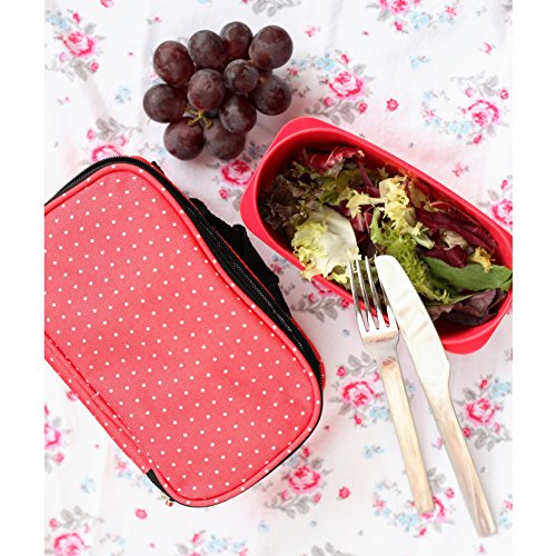 TATAY Urban Food Casual - Bolsa térmica porta alimentos con 4 tapers herméticos incluidos, 3 litros de capacidad, Rojo (Red Strawberry), 22.5 x 10 x 22 cm