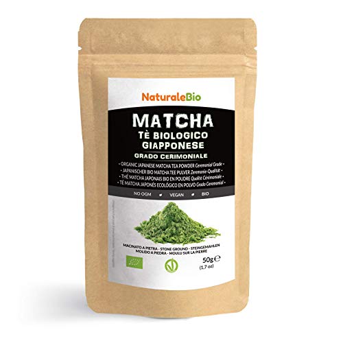 Té Matcha Orgánico Ceremonial En Polvo 50g. Té Verde Matcha Biológico Japonés De 1 Grado. Matcha Bio Grado Ceremonia. Té Ecológico Producido En Japón, Uji, Kyoto. Para Beber, en Cocina y con latte