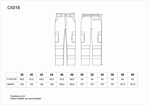 Teamwork WorkTeam Pantalón con 2 Cintas de Alta Visibilidad y Reflectante, Refuerzos y Multibolsillos. EN471. Unisex Marino+Naranja A.V. 60