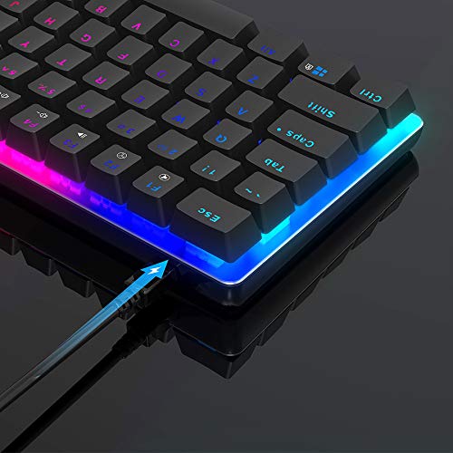 Teclado mecánico Gaming RGB Azul Switch Ajazz AK33 82 Teclas 100% Anti-Ghosting 19 Modos de iluminación RGB para PC/Mac con Windows