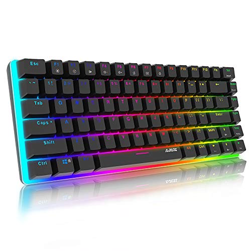 Teclado mecánico Gaming RGB Azul Switch Ajazz AK33 82 Teclas 100% Anti-Ghosting 19 Modos de iluminación RGB para PC/Mac con Windows