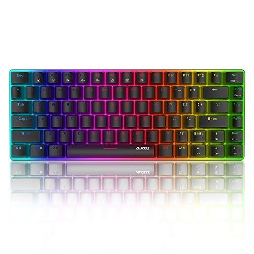 Teclado mecánico Gaming RGB Azul Switch Ajazz AK33 82 Teclas 100% Anti-Ghosting 19 Modos de iluminación RGB para PC/Mac con Windows