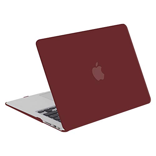 TECOOL Funda MacBook Air 13 Pulgadas (Versión: 2010-2017), Delgado Cubierta Plástico Dura Case Carcasa con Tapa del Teclado para MacBook Air 13.3 Pulgada (Modelo: A1466 / A1369) - Vino Rojo