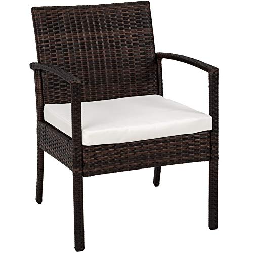 TecTake Conjunto muebles de Jardín en Poly Ratan Sintetico - negro 4 plazas, 2 sillones, 1 mesa baja, 1 banco - disponible en diferentes colores - (Negro/Marrón)