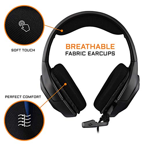 THE G-LAB Korp COBALT Auriculares Gaming - Auriculares estéreo, Ultra Ligero, Auriculares con Micrófono, Jack de 3.5 mm para PC, PS4, Xbox One, Mac, Tablet PC, Switch, Smartphone (Negro)